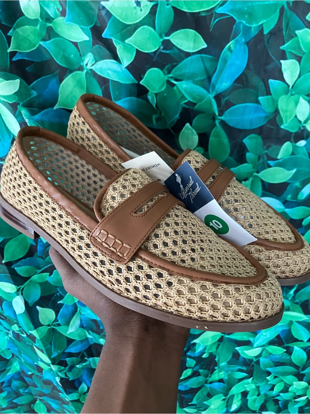 Universal Thread Woven Tan Slip-On Loafers